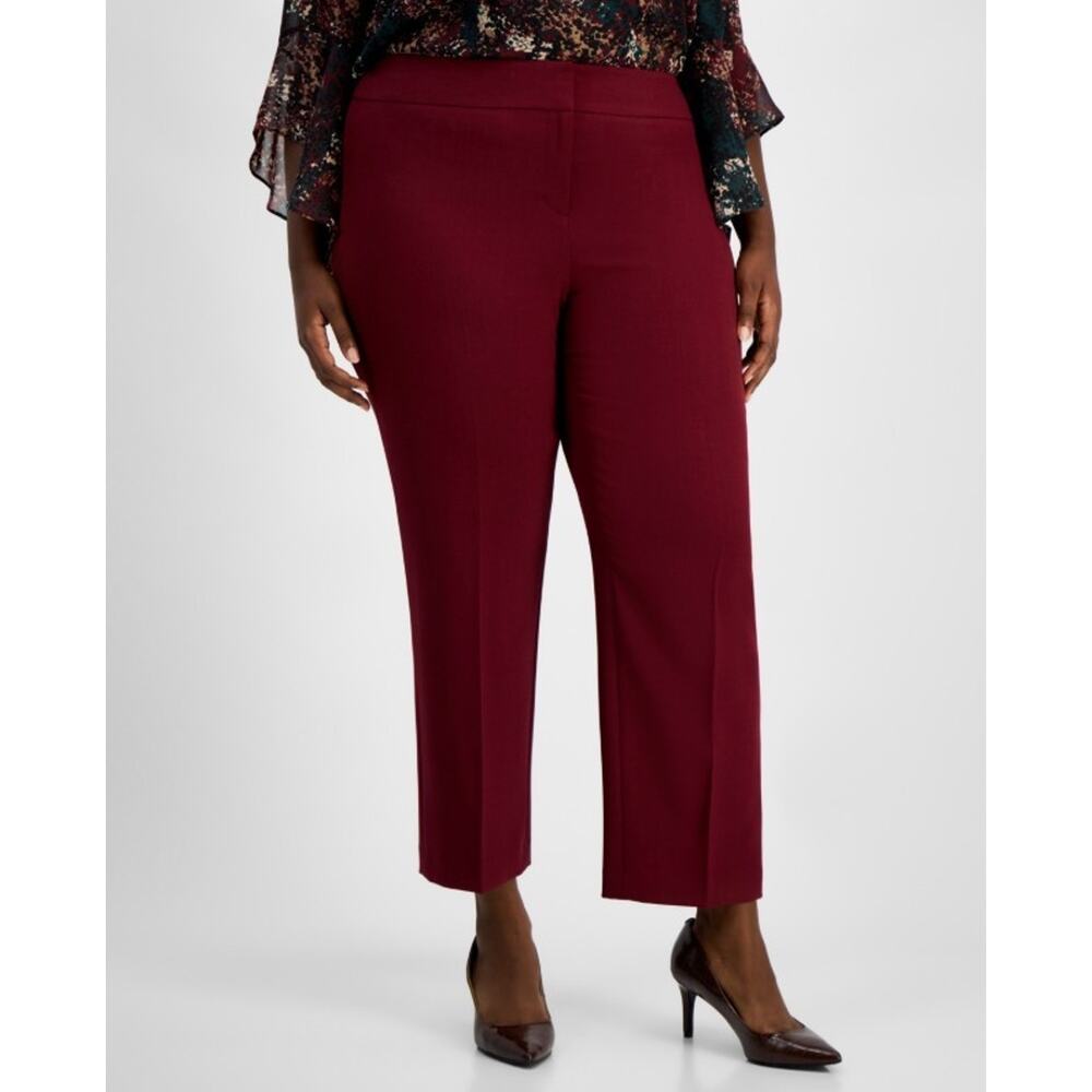 Kasper Women's Stretch Crepe Slim Leg Pant Shiraz Plus Size 22W